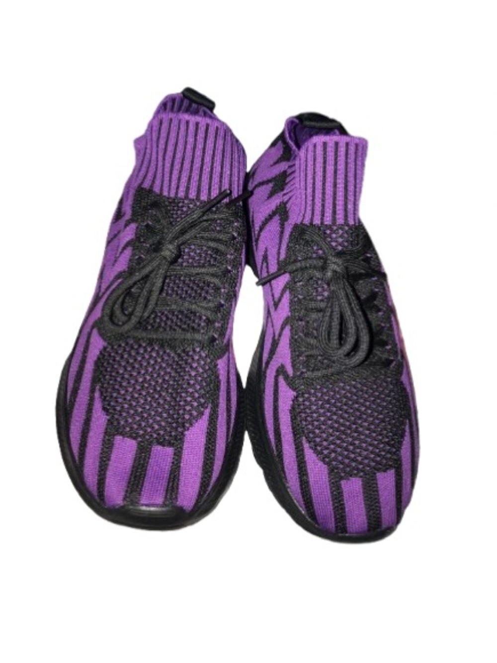 Women's Purple and Black Knit Lace-Up Athletic Sneakers